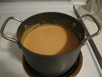Pot of chicken paprikash sauce